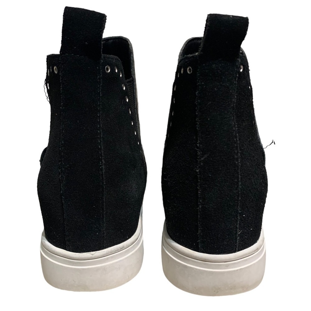Chelsea & Violet shoes Milo black leather suede grommet hidden wedge sneaker 7.5 - Picture 3 of 11